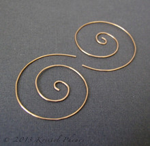 Gold Spiral Earrings 1.75&quot; - swirl earrings hoop earrings nautilus add a dangle  - £23.05 GBP