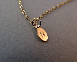 Personalize It - Tiny Stamped Initial, 14K Gold-Filled oval 5x8mm, personalized  - £3.19 GBP