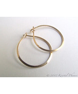 Gold Hoops - tiny hoop earrings 14k gold-filled basic lightly hammered 1/2"  - £12.78 GBP