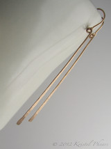 Long Gold Bar Earrings  - 14k gold-filled dangle earrings simple elegant... - $35.00