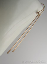 Long Gold Bar Earrings  - 14k gold-filled dangle earrings simple elegant... - £27.52 GBP