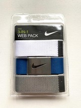 Nike 3 in 1 Web Pack Golf Belts Grey/Blue/White - £70.37 GBP