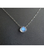 Moonstone necklace - June Birthstone Eco-friendly gift natrual blue rainbow gem - £39.16 GBP