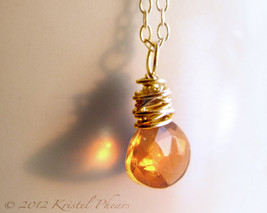 Citrine Necklace - Madeira citrine 14k gold-filled natural faceted gemst... - $29.00