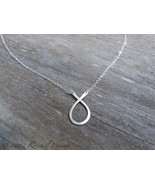 Fish Necklace - sterling silver hand hammered minimalist modern ichthys - £23.12 GBP