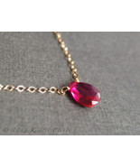 Ruby Necklace - silver or gold July birthstone genuine lab created LC ge... - £25.57 GBP