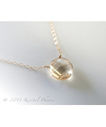 Citrine necklace - November Birthstone, minimal large natural gemstone gift - £36.68 GBP