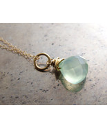 Chalcedony necklace - aqua blue mint chalcedony 14k gold-filled pendant ... - £19.16 GBP