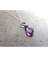 Amethyst necklace sterling silver - pendant lilac lavendar purple natura... - £25.57 GBP