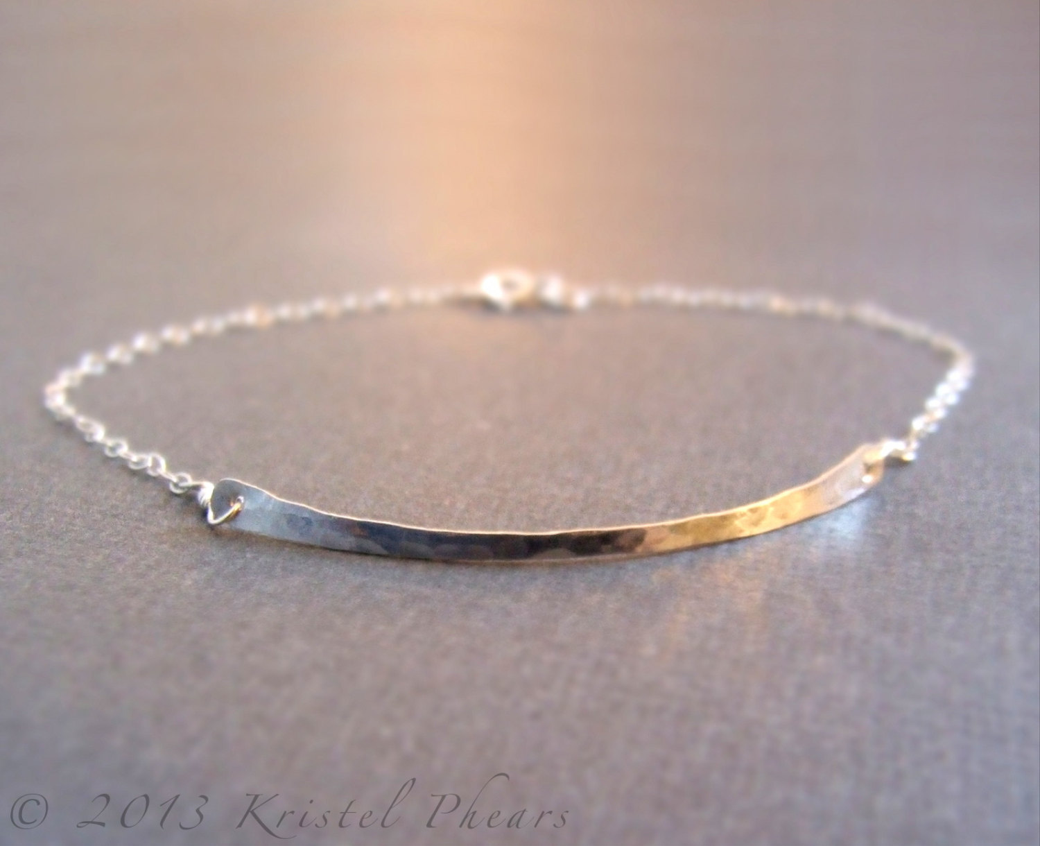 Hammered Bar Bracelet in Silver, Gold, or Rose-Gold - Eco-Friendly recycled orig - $25.00