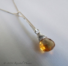 Citrine Pendant - Eco-Friendly sterling silver or gold-filled necklace b... - £22.43 GBP