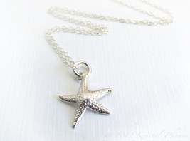 Starfish Necklace Sterling Silver - pendant necklace simple beach lovers necklac - £19.75 GBP