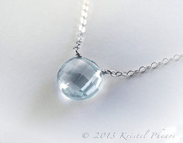 Sky Blue Topaz necklace, December Birthstone gift 14k gold-filled or ste... - $68.00