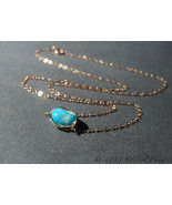 Turquoise Necklace - genuine turquoise gold, silver, rose gold, Kingman ... - £28.47 GBP