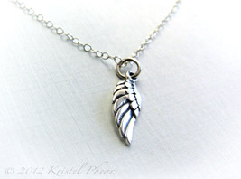 Small Wing Necklace .925 Sterling Silver - angel wing bird wing simple dainty - £19.75 GBP