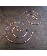 Copper Spiral Hoop Earrings 1.75&quot; - large swirl nautilus in copper or re... - £15.98 GBP