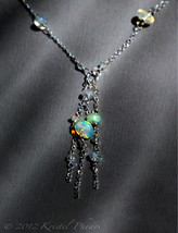 Opal Necklace - October Birthstone necklace, Sterling or Gold-Filled, delicate - £71.94 GBP