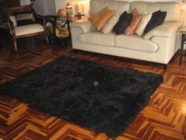 Black alpaca fur carpet, from the Andean of Peru, 150 x 110 cm - £242.28 GBP