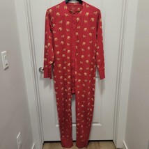 Men J Crew Knit Bulldog Union Suit Pajamas Red One Piece Access Area Size Large - £30.92 GBP