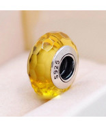 Golden Fascinating Faceted Murano Glass Charm Bead For European Bracelet - $13.70 CAD