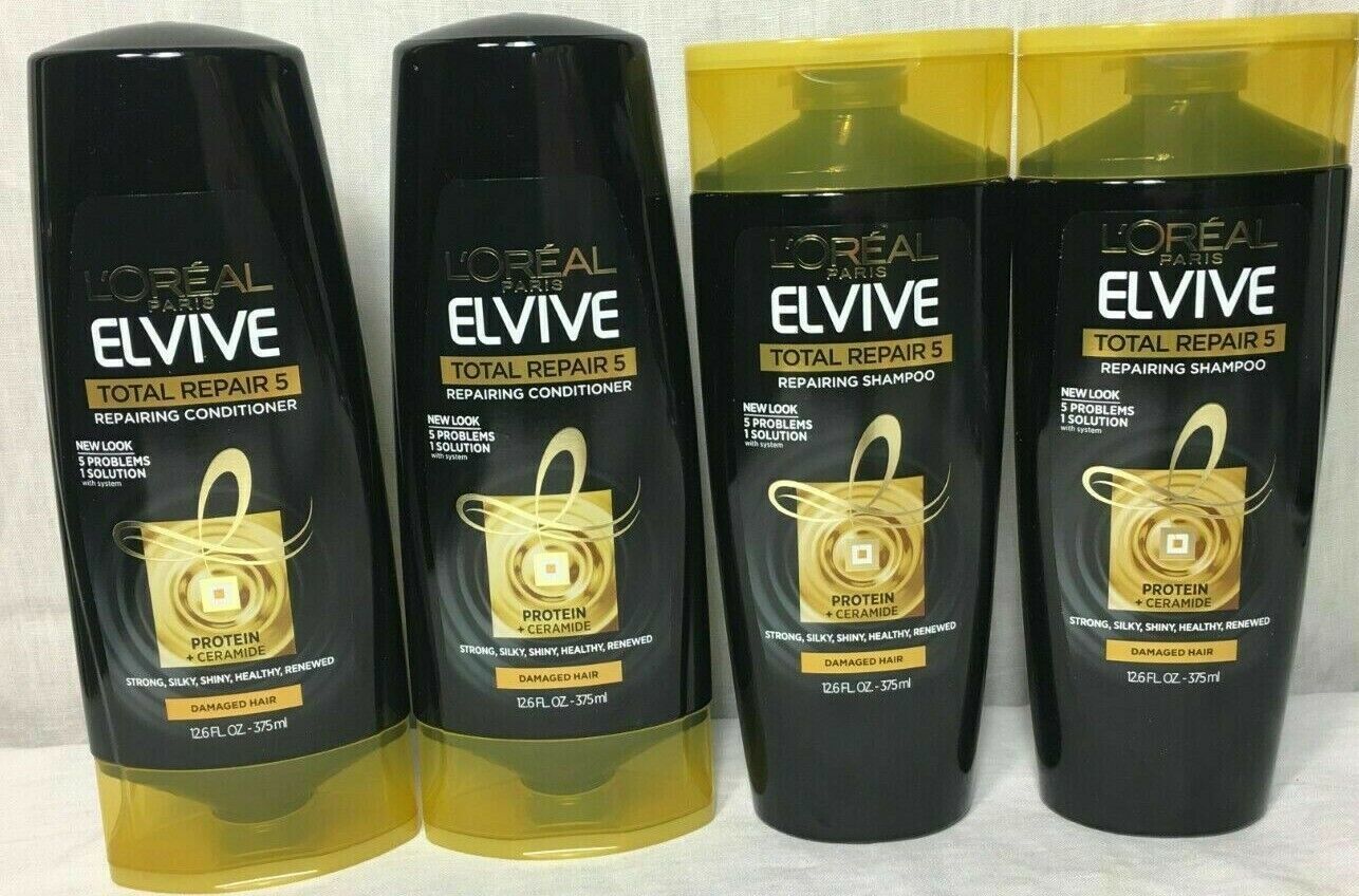 Lot Of 4 L'Oreal Elvive Total Repair 5 (2) Shampoo (2) Conditioner 12.6 oz. - $21.99
