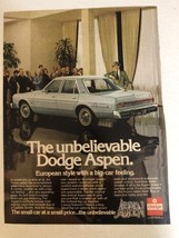 1970s Dodge Aspen Car Vintage Print Ad pa9 - $8.90