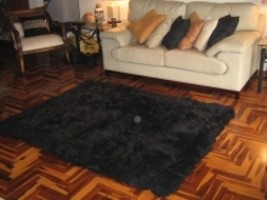 Black alpaca fur carpet, from the Andean of Peru, 220 x 200 cm - $769.70