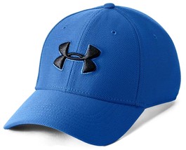 Under Armour UA 3.0 Blitzing Royal Blue Black Logo Hat Cap Men&#39;s Stretch Fit M/L - £18.01 GBP