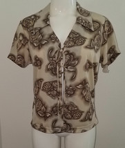 NWT California Edge Brown Floral Shirt Top Juniors Large Ties In Front R... - £10.08 GBP