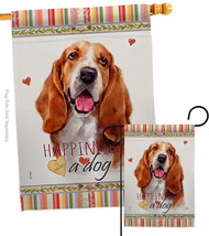 Basset Hound Happiness Flags Set Dog 28 X40 Double-Sided House Banner - £40.16 GBP