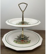 Vintage Pfaltzgraff Christmas Heritage 2 Tier Serving Tray Retired Train... - $24.70