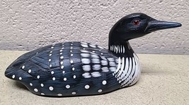 Common Loon Duck Decoy Carved Wood Red Eyes - 6x2&quot; - $1,293.13 MXN