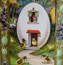 Easter Postcard Humanized Chicks Living In Giant Egg House Fantasy Germany 2142 - £11.72 GBP