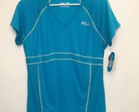 Fila Sport Running Shirt Size L Women Oceanic Sea Blue Media Pocket Wick... - $17.95