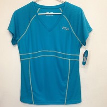 Fila Sport Running Shirt Size L Women Oceanic Sea Blue Media Pocket Wicking S1 - £14.34 GBP
