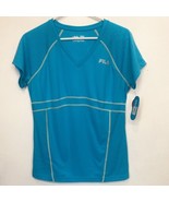 Fila Sport Running Shirt Size L Women Oceanic Sea Blue Media Pocket Wicking S1 - $17.95