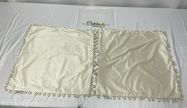 2 Ashler Decorative Throw Pillow Covers with Pom Poms Beige Velvet  - £12.37 GBP
