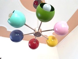 Mid century Style Eyeball shade chandelier Customized color painted 6 arms Light - £185.20 GBP