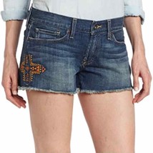 Lucky Brand Riley Cut Off Jean Shorts Size 00/24 Denim Embroidered - £11.85 GBP