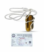 Ciondolo occhio di tigre naturale certificato AAA con filo avvolto in... - $27.70