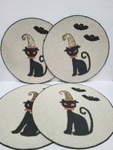 Cynthia Rowley Curious Halloween Black Cat Beaded Placemats Chargers 15&quot; - £104.73 GBP