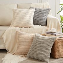 4 Packs Neutral Decorative Throw Pillow Covers 18x18 Inch - £27.65 GBP