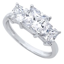 3Ct Princesse LC Moissanite Trois Pierre Fiançailles Bague Argent Sterling - $266.19