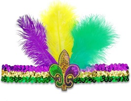  Feather Headband for Mardi Gras Multicolor Feather Hair Band for Women&#39;s  - £12.52 GBP