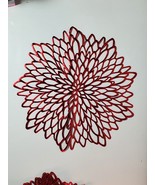 Red Flower/Snowflake Metallic Round 14&quot; Laminated Vinyl Table Placemats ... - £15.52 GBP