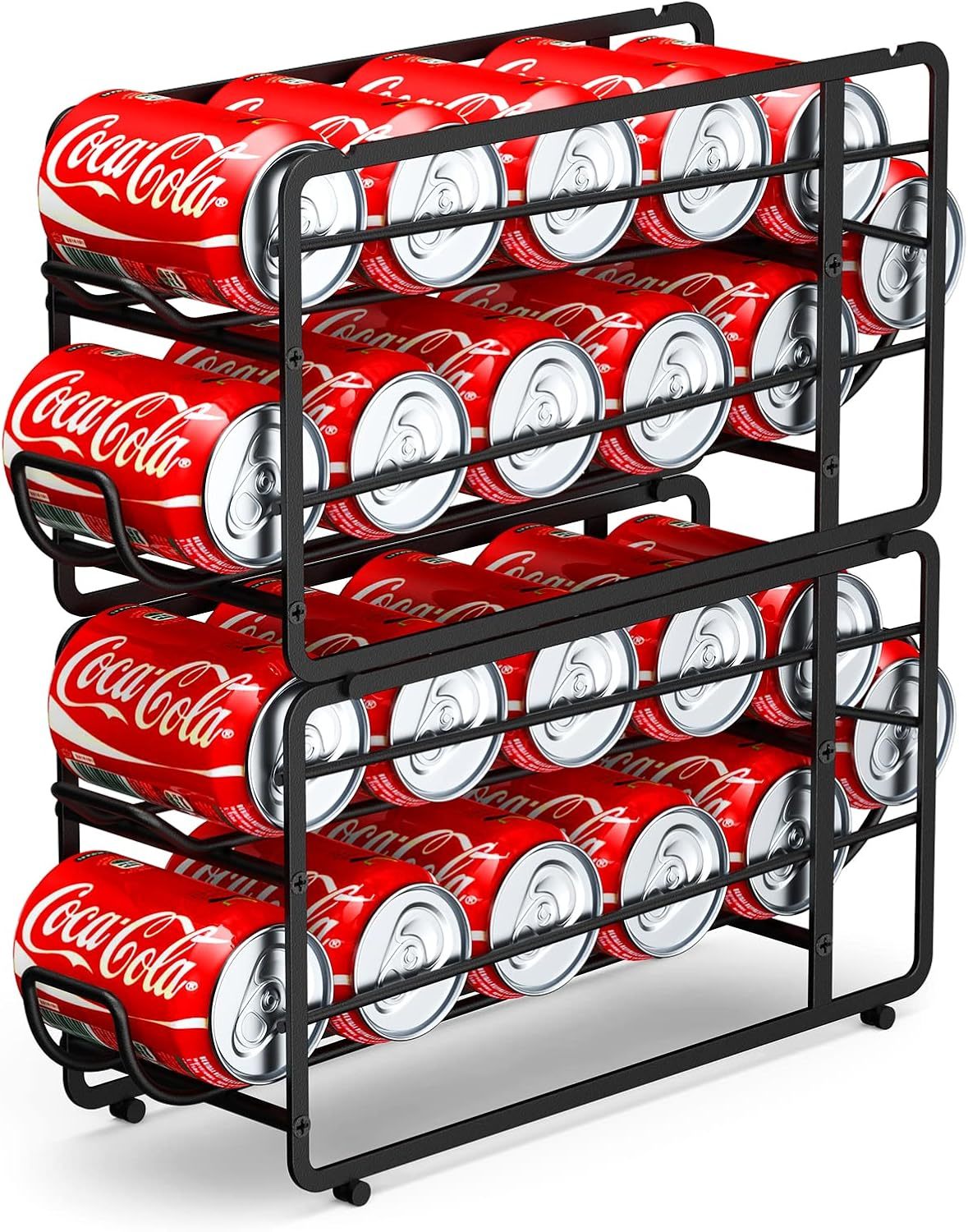 Soda Can Organizer Storage Rack, 2 Pack Stackable Beverage Soda Can, Black - $38.99