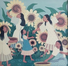 Eugenia Louis  - Beautiful Latina Women in Field of Sunflowers Mexico Ar... - $445.49