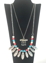 Set of 2 Silver Tone Necklaces Paparazzi Turquoise 18&quot; Dangle Arrow Pend... - £4.84 GBP