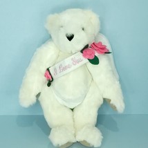 Vermont Teddy Bear Company Valentine I LOVE YOU Sash Angel Wings Plush 16&quot; White - £31.57 GBP
