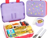 Bento Lunch Box For Kids Girls, 1250Ml, With 5 Compartments, Spoon, Fork... - £25.16 GBP